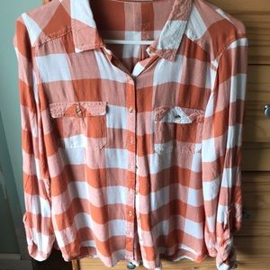 Maurice’s orange plaid button shirt XL